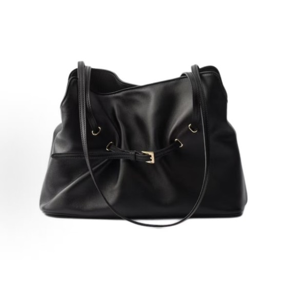 PRADA Dada single-shoulder bag with embossed letter logo on the front, small size for women, black